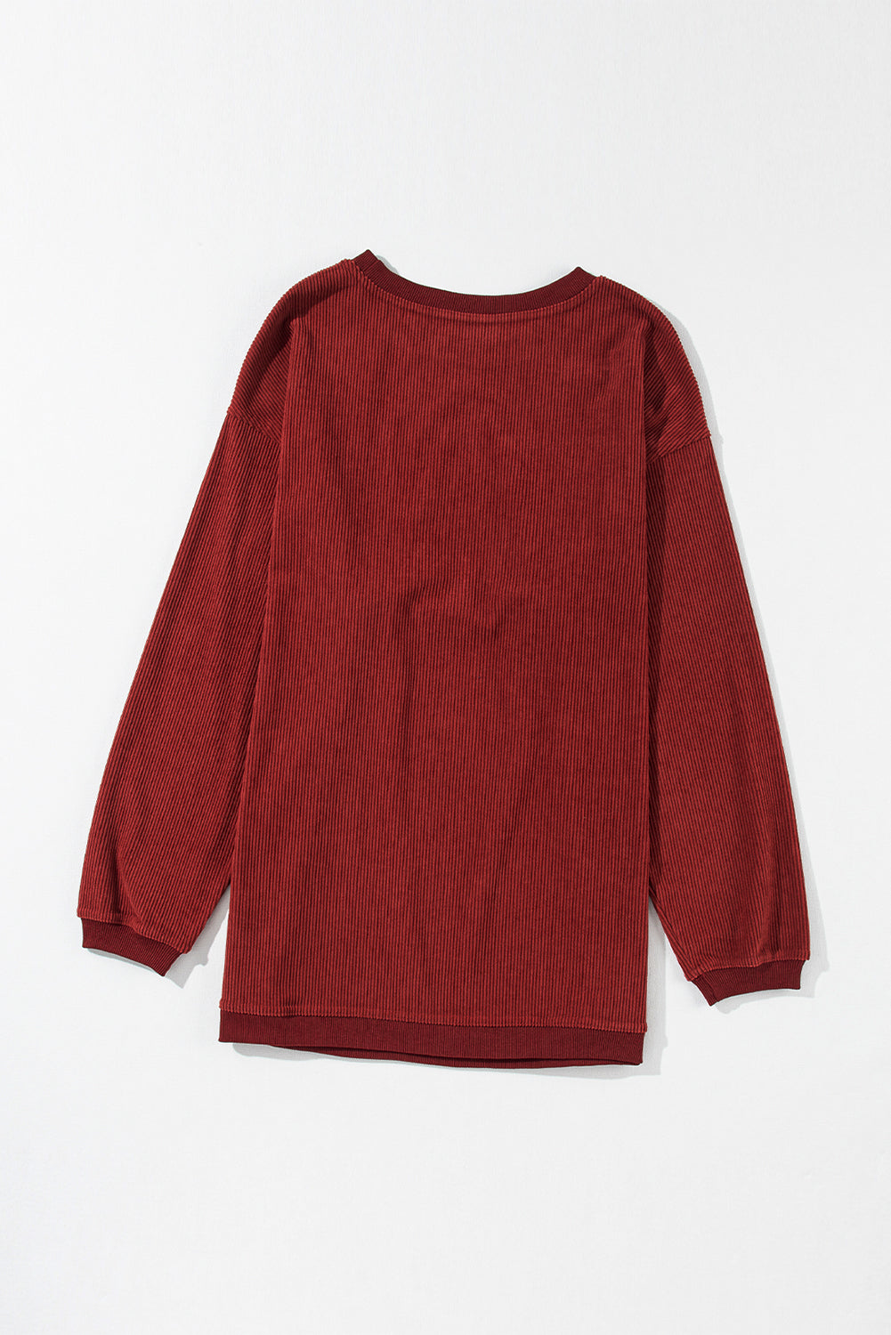 Solid Ribbed Corduroy Long Sleeve Oversized Sweatshirt