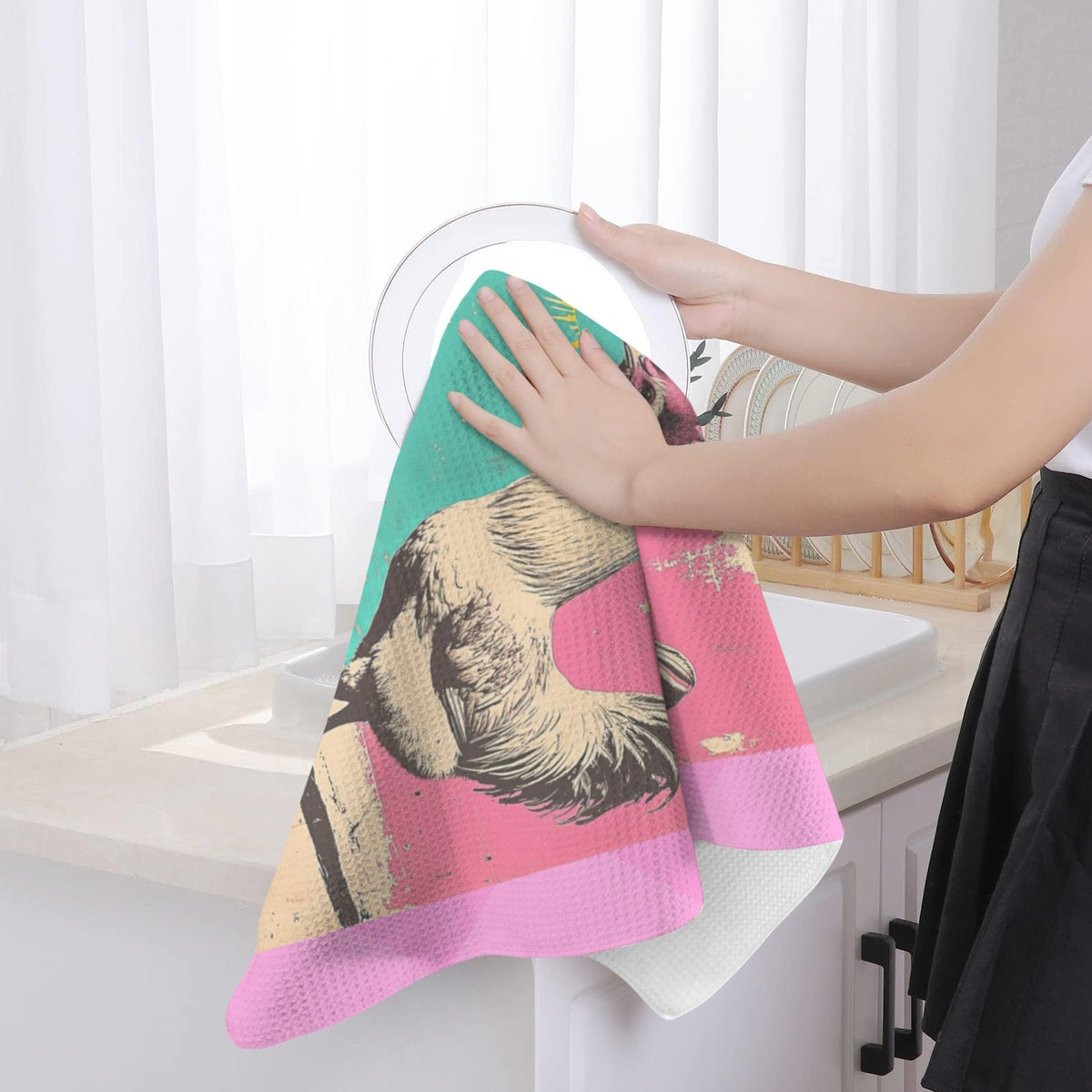 Baha Ranch Disco Chicken Set of 2 (same) Kitchen Towels Made in America