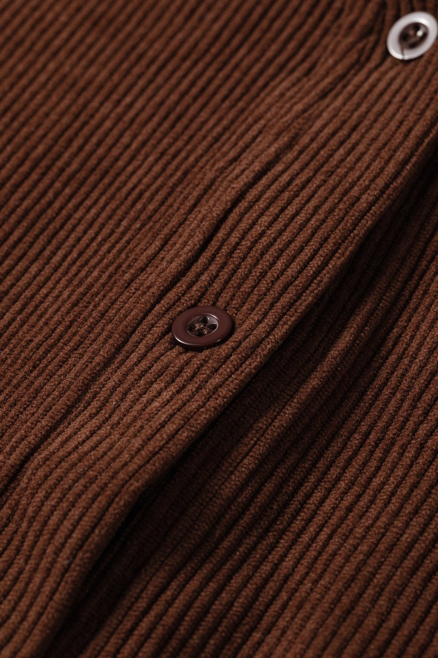 Solid Ruffle Trim V-Neck Long Sleeve Corduroy Shacket