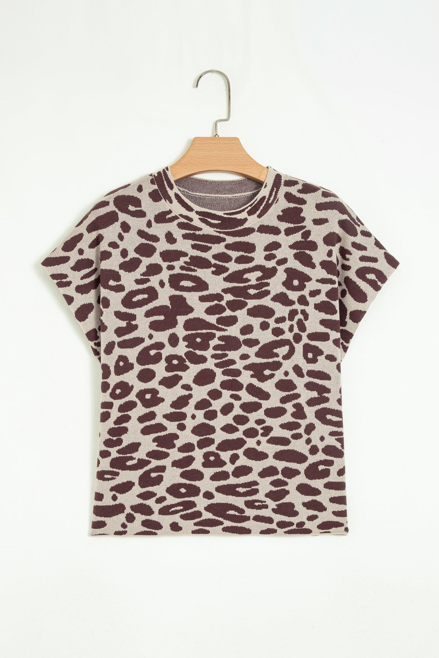 Leopard Short Sleeve Knit Loose Top