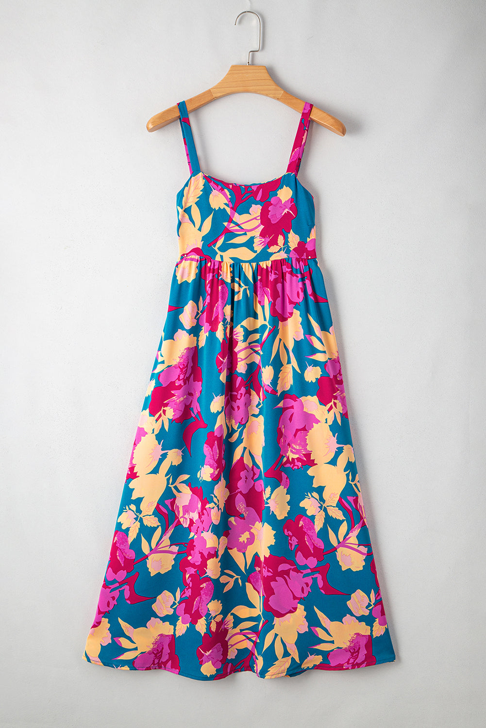 Floral High Waist Sleeveless Flared Maxi Dress