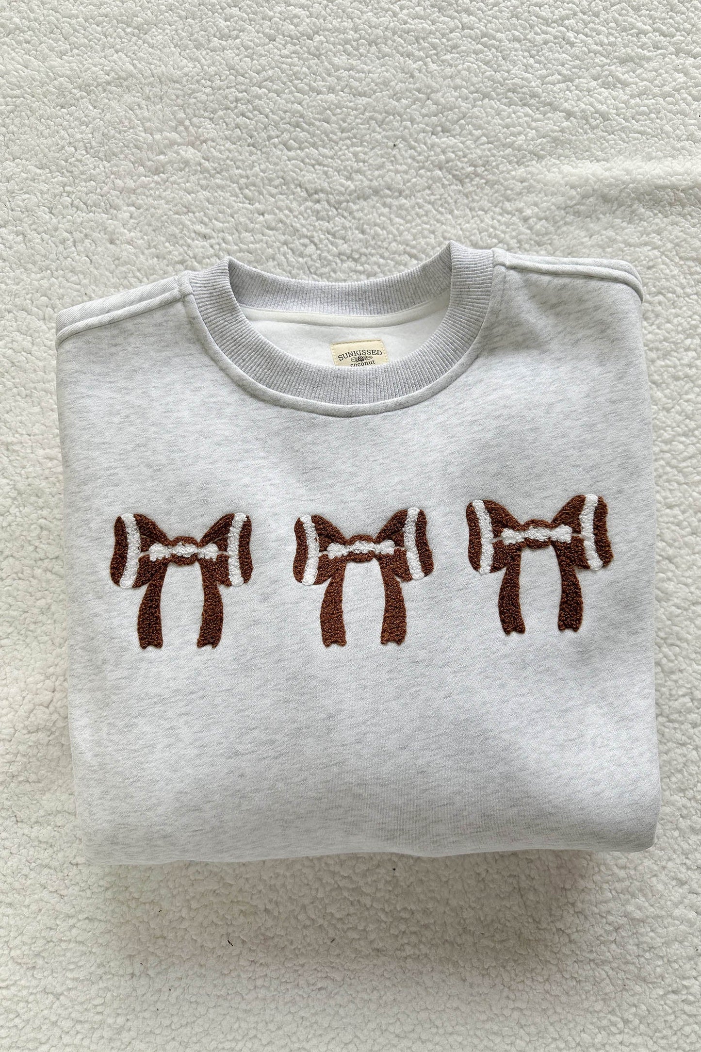 Game Day Rugby Bow Chenille Embroidered Oversized Sweatshirt