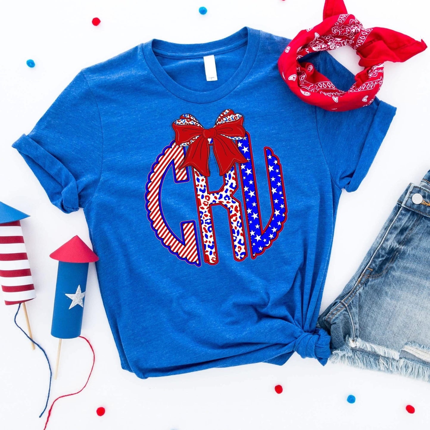 4th Of July Monogram Graphic Tee