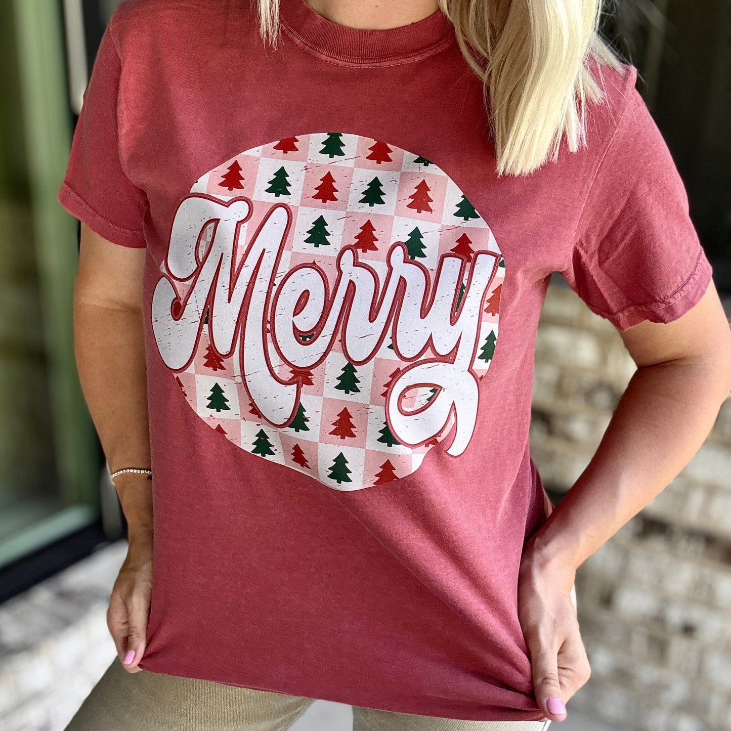 Checker Merry Circle Graphic Tee