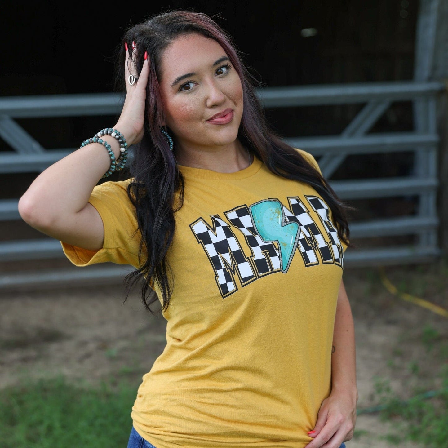 Checkered Lightning MAMA Soft Graphic Tee