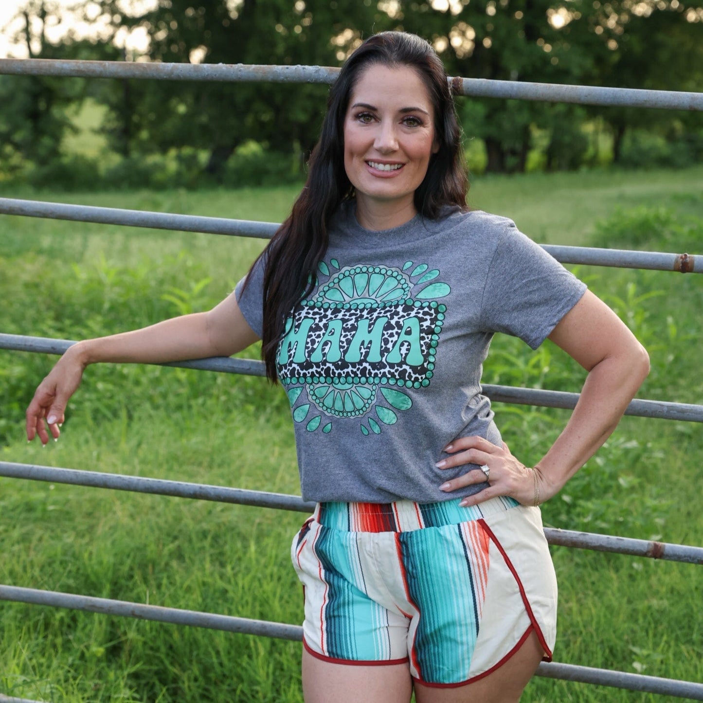 Cowprint Turquoise Mama Soft Graphic Tee