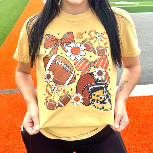Floral Football Collage Graphic Tee