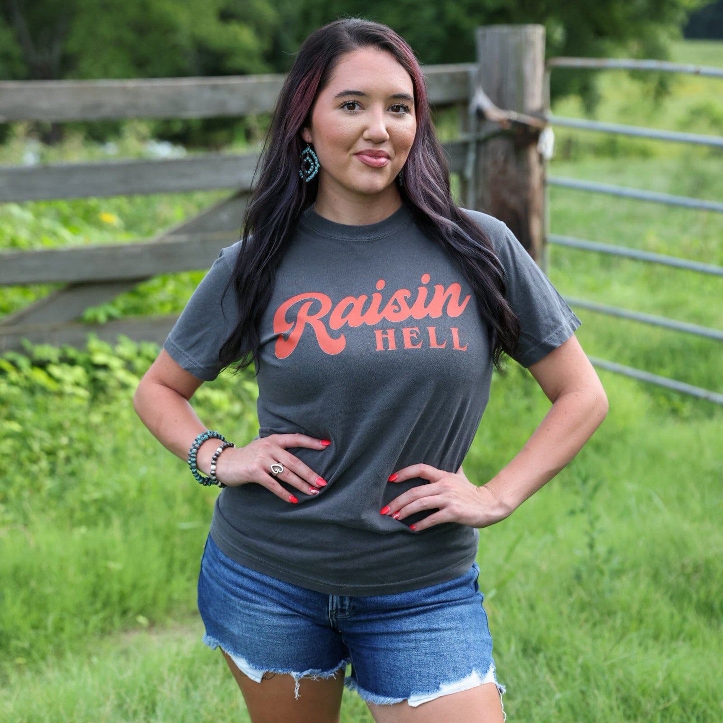 Raisin’ Hell Retro Red Script Tee Soft Graphic Tee