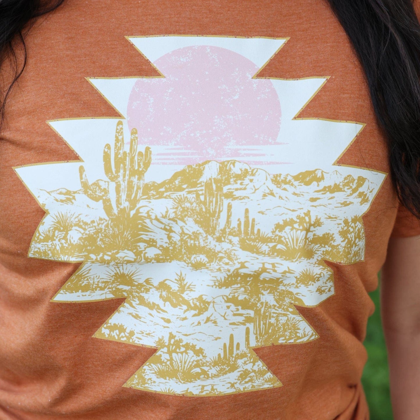 Sunset Aztec Desert Scene Soft Graphic Tee