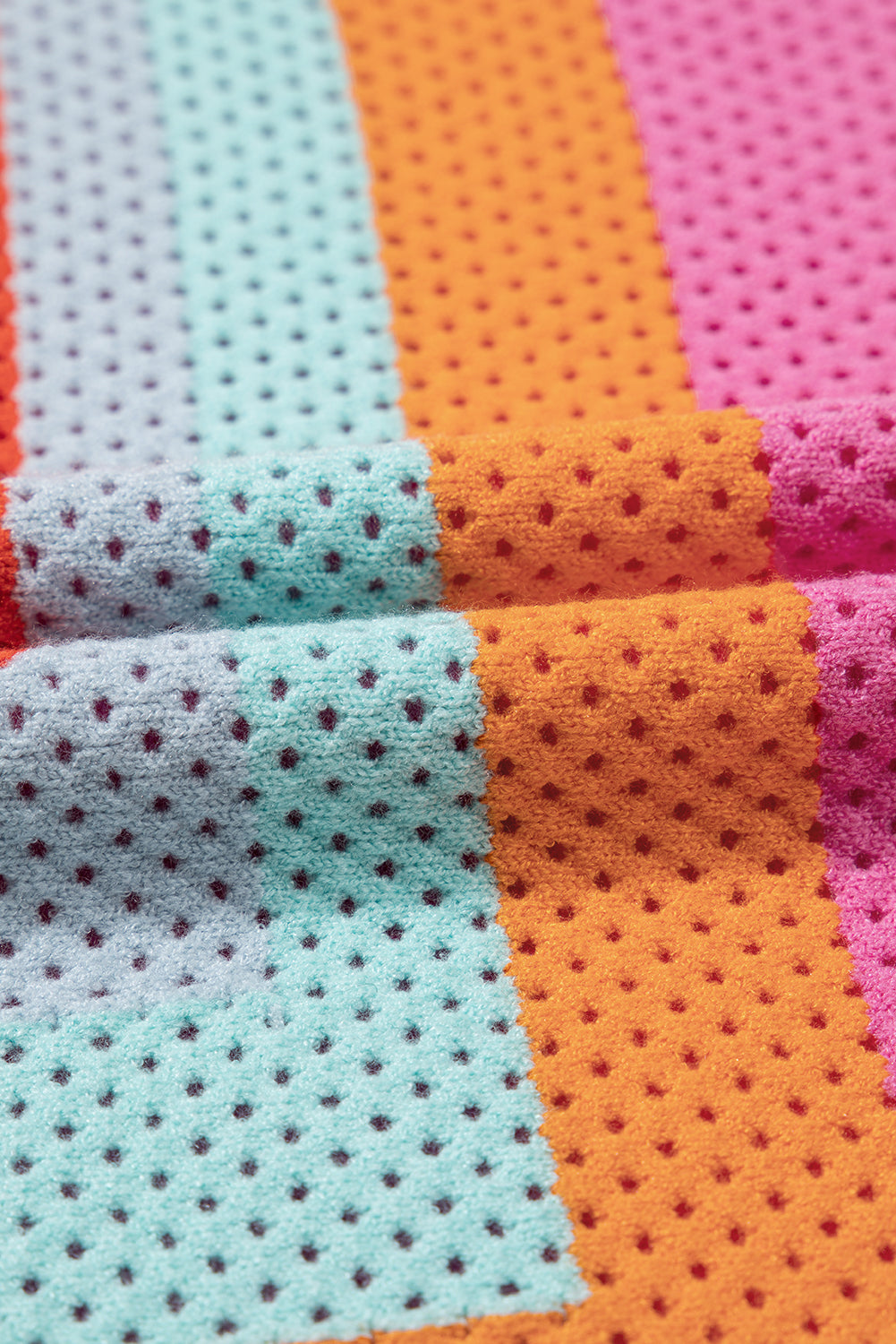 Colorblock Eyelet Casual Sweater T-Shirt