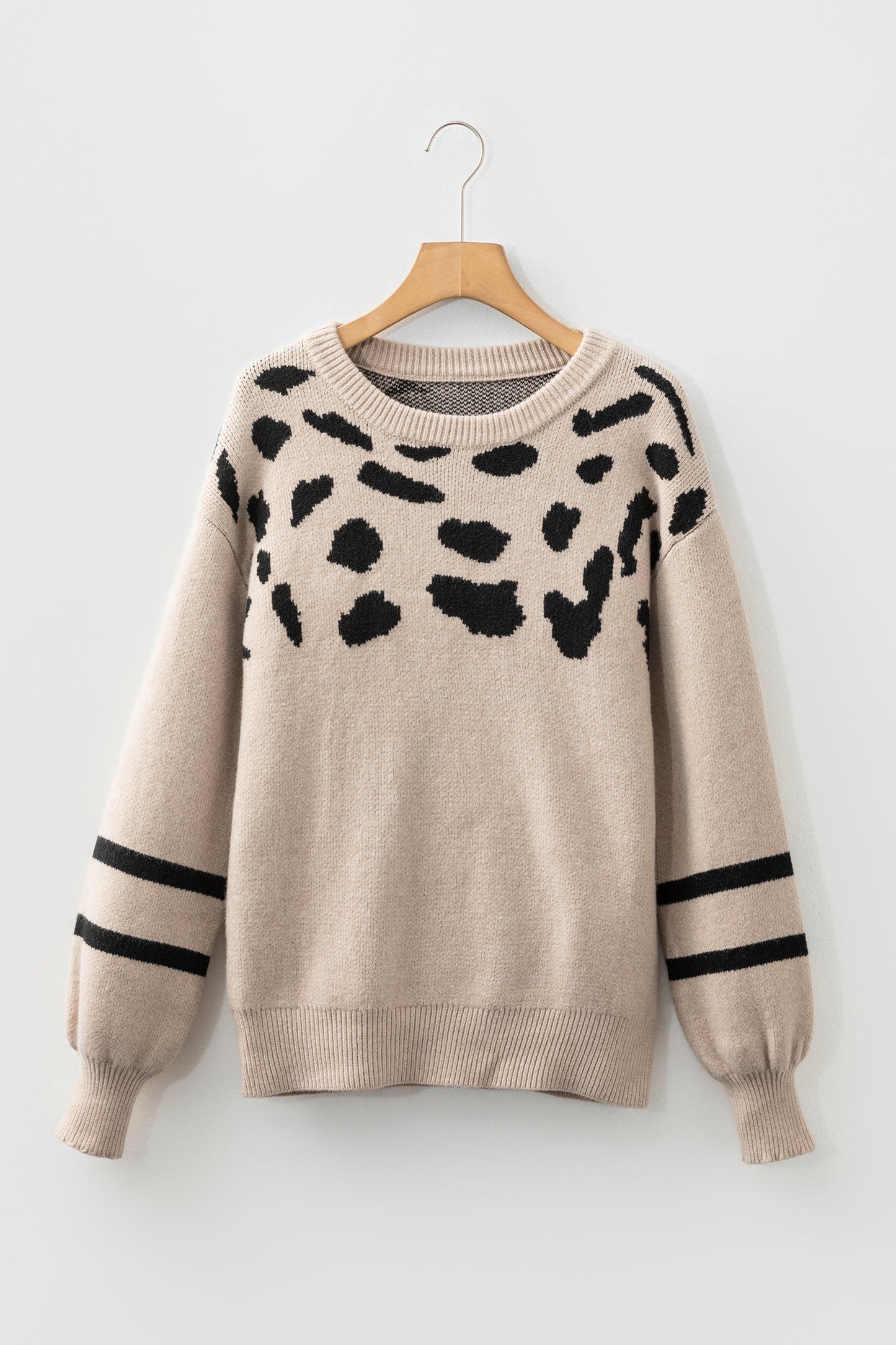 Leopard Stripe Drop Shoulder Sweater