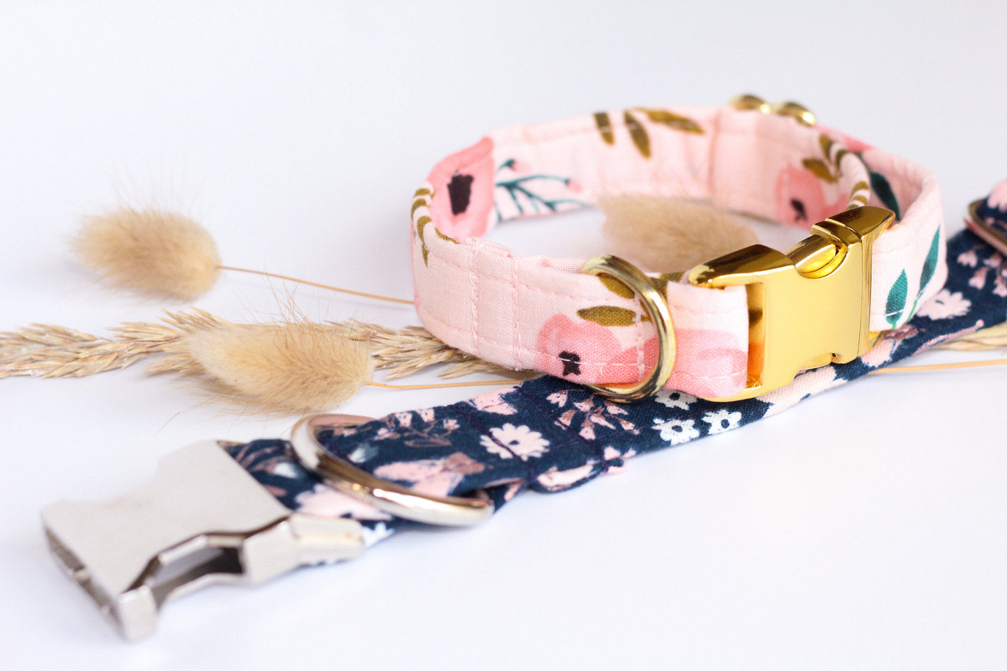 Pink Watercolor Floral Dog Collar