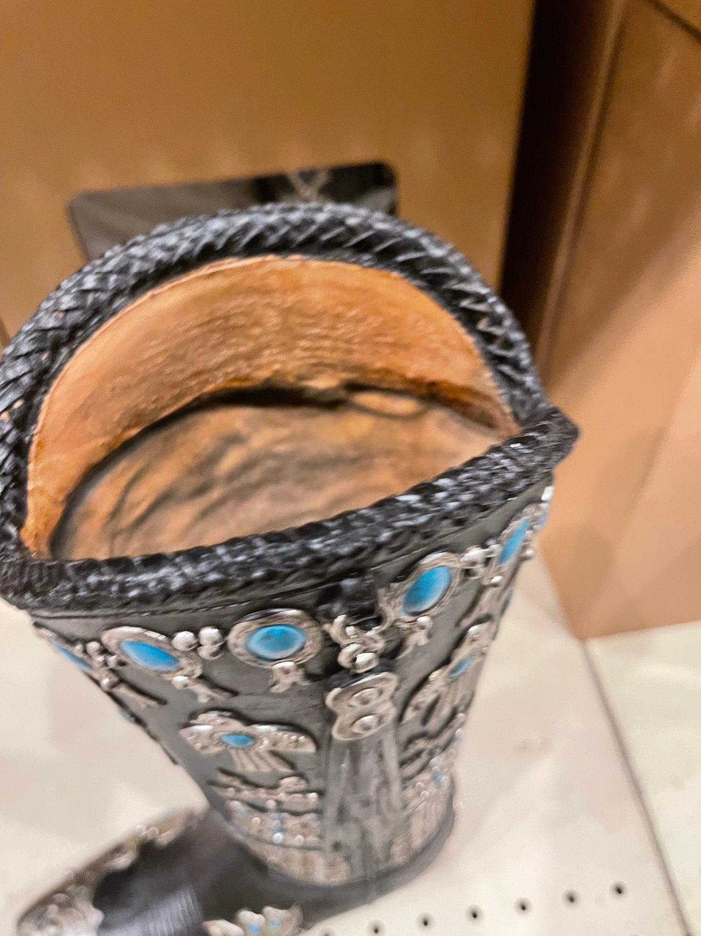 Black & Silver Vase with Turquoise Vase