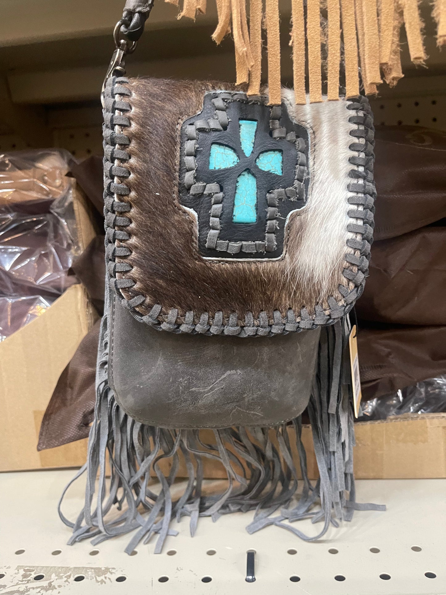 Turqouise Cross Belt Loop Fringe Crossbody