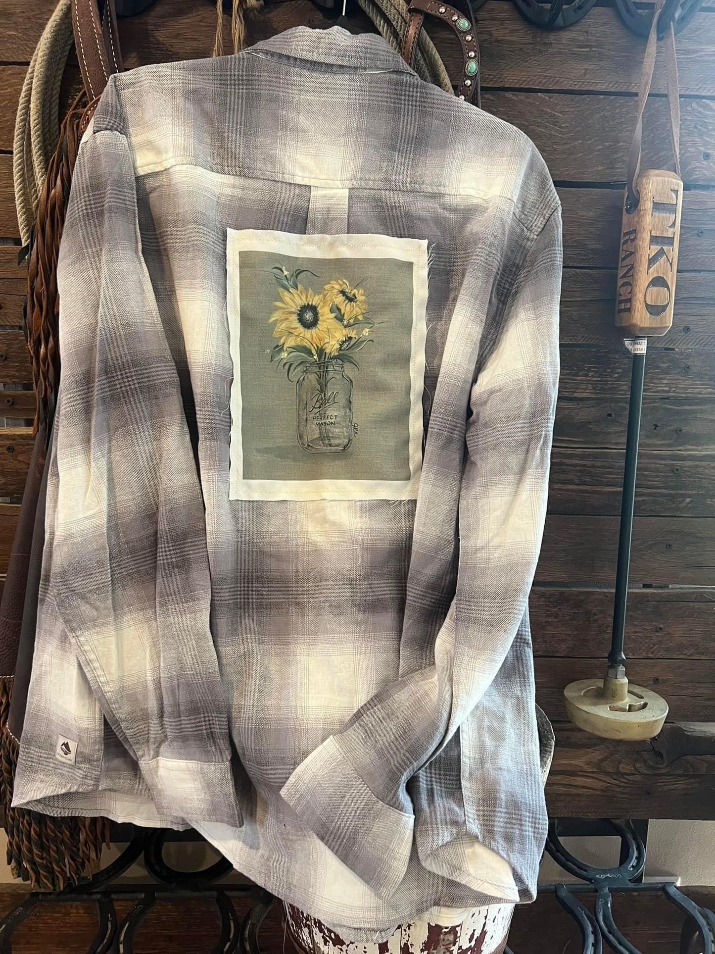 Gray mason Jar flannel