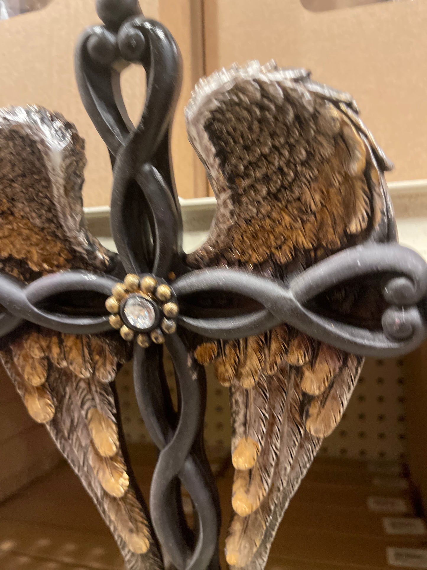 Black Twisted Angel Wing Cross