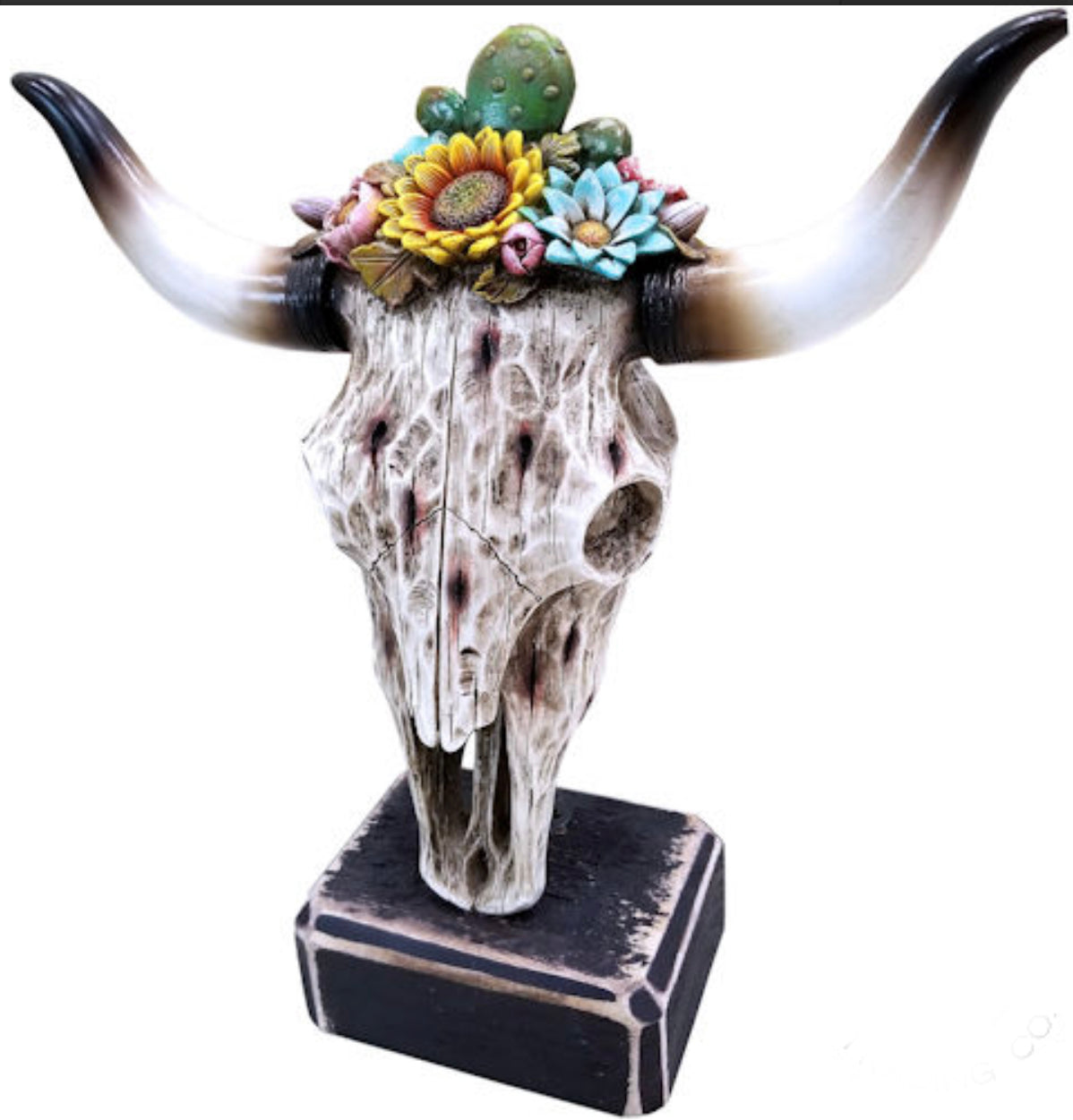 Cowskull Sunflower Cactus Statue
