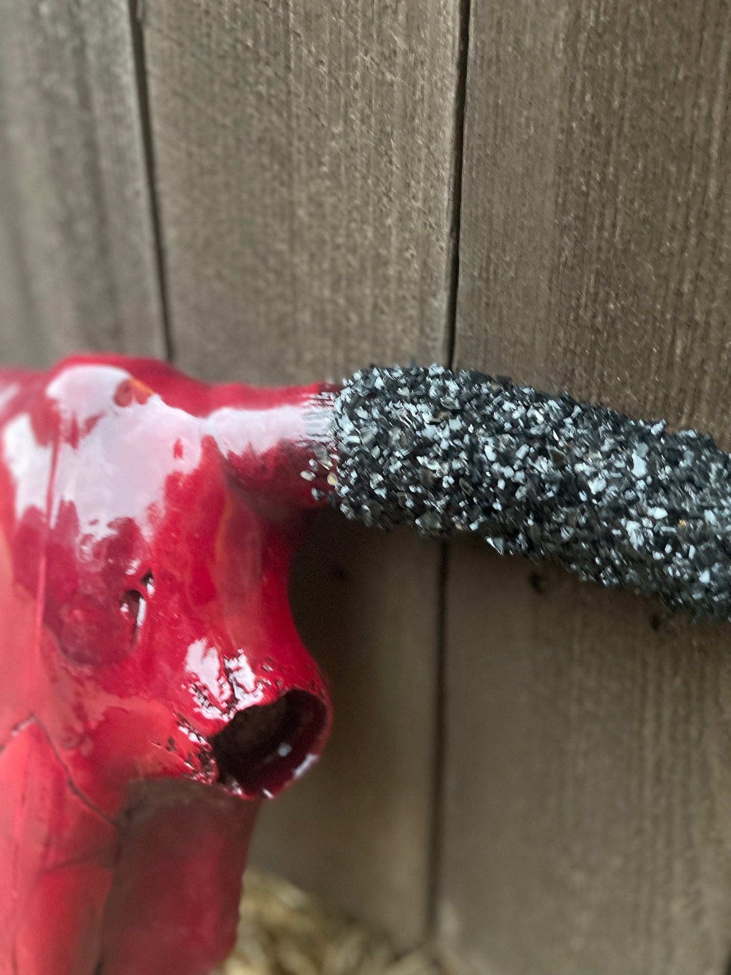 Crimson Stoned Horn Cowskull