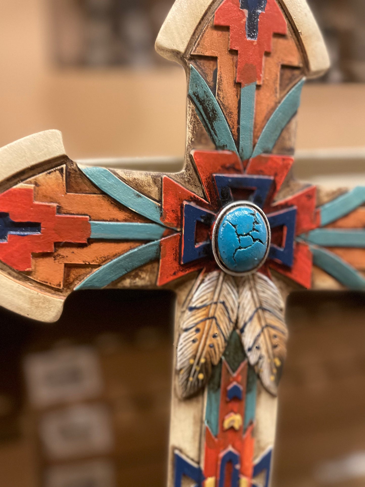 Aztec Feather Wall Cross