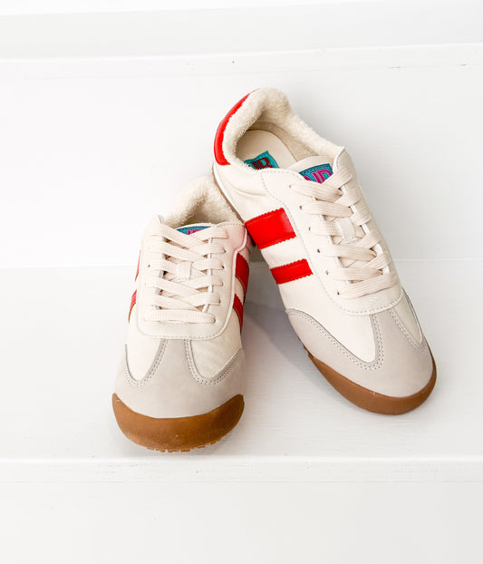 Madrid Sneaker in Beige/Red