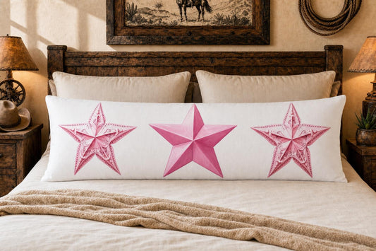 Baha Ranch Pink Cowgirl Stars Body Pillow Cover Made in America