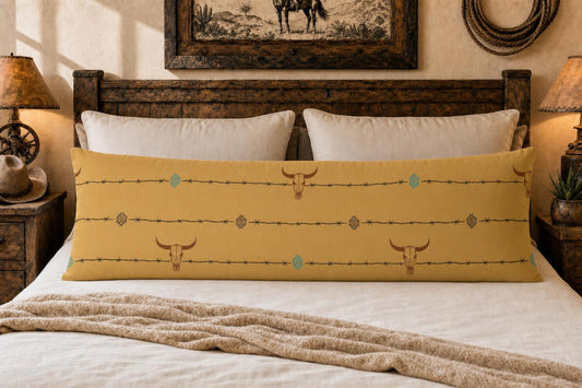 Baha Ranch Barbwire Longhorn Body Pillow Made in America