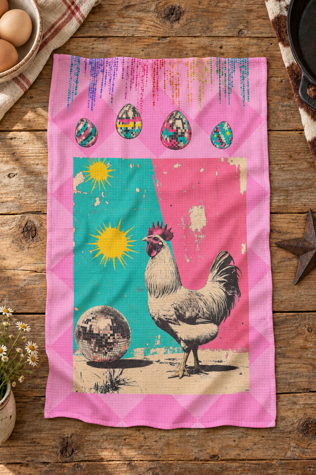 Baha Ranch Disco Chicken Set of 2 (same) Kitchen Towels Made in America