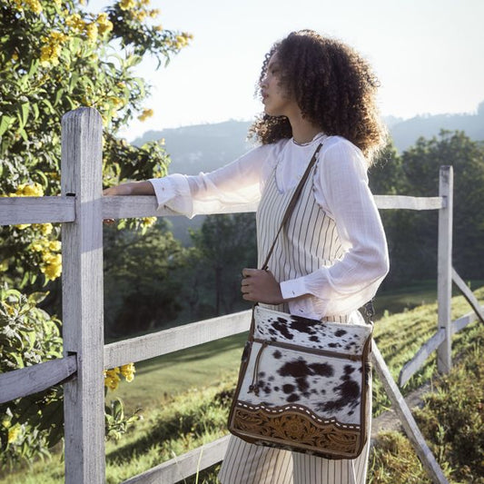 Hair on Hide Genetic Hand-Tooled Bag by Myra Bag