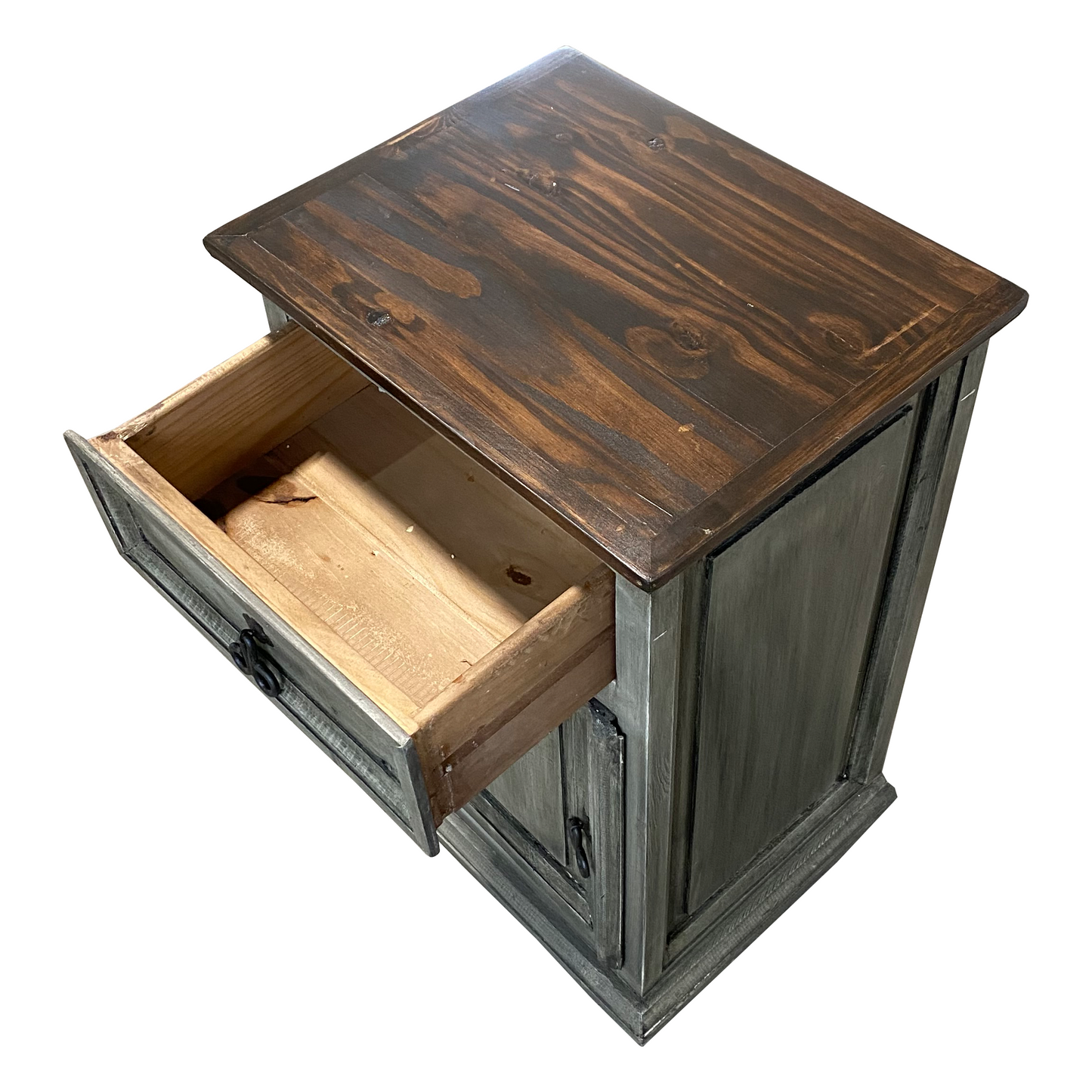 Traditional Small Rustic Nightstand in Weathered Farm House