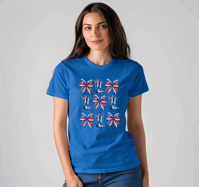 Patriotic Bow and Cowboy Boot Graphic Tee