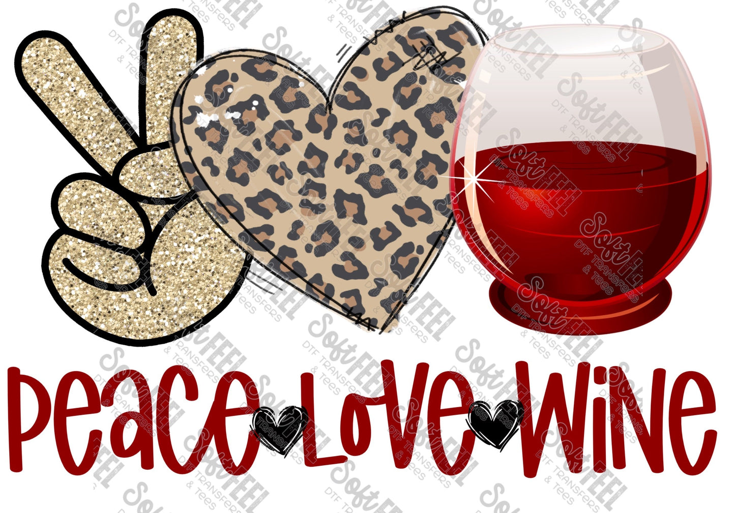 Peace Love Wine - Women's - Direct To Film Transfer / DTF - Heat Press Clothing Transfer