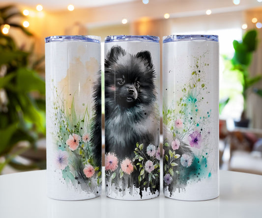 Black Pomeranian Stainless steel tumbler