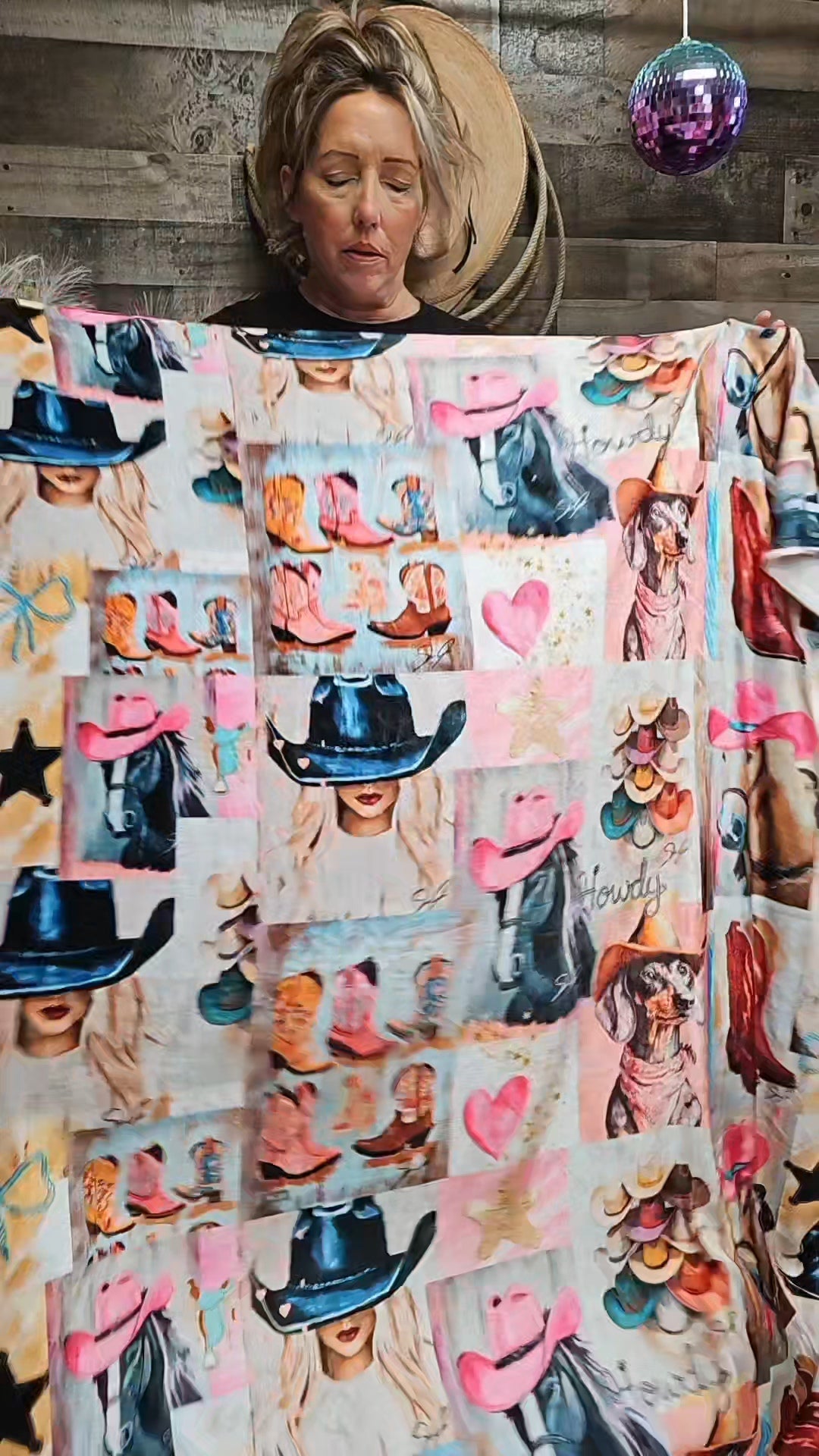 Danilo Painted Cowgirl Collage Throw Blanket 60" x 80" Ultra-Soft Micro Fleece Blanket 60" x 80" Made in America