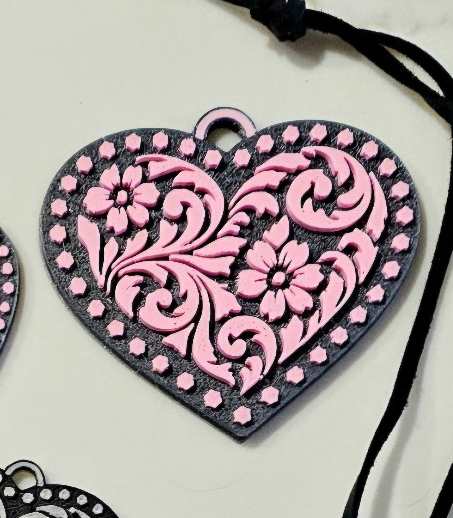 3d Printed Tooled Cowboy Cowgirl Heart  Keychain or Purse Charm