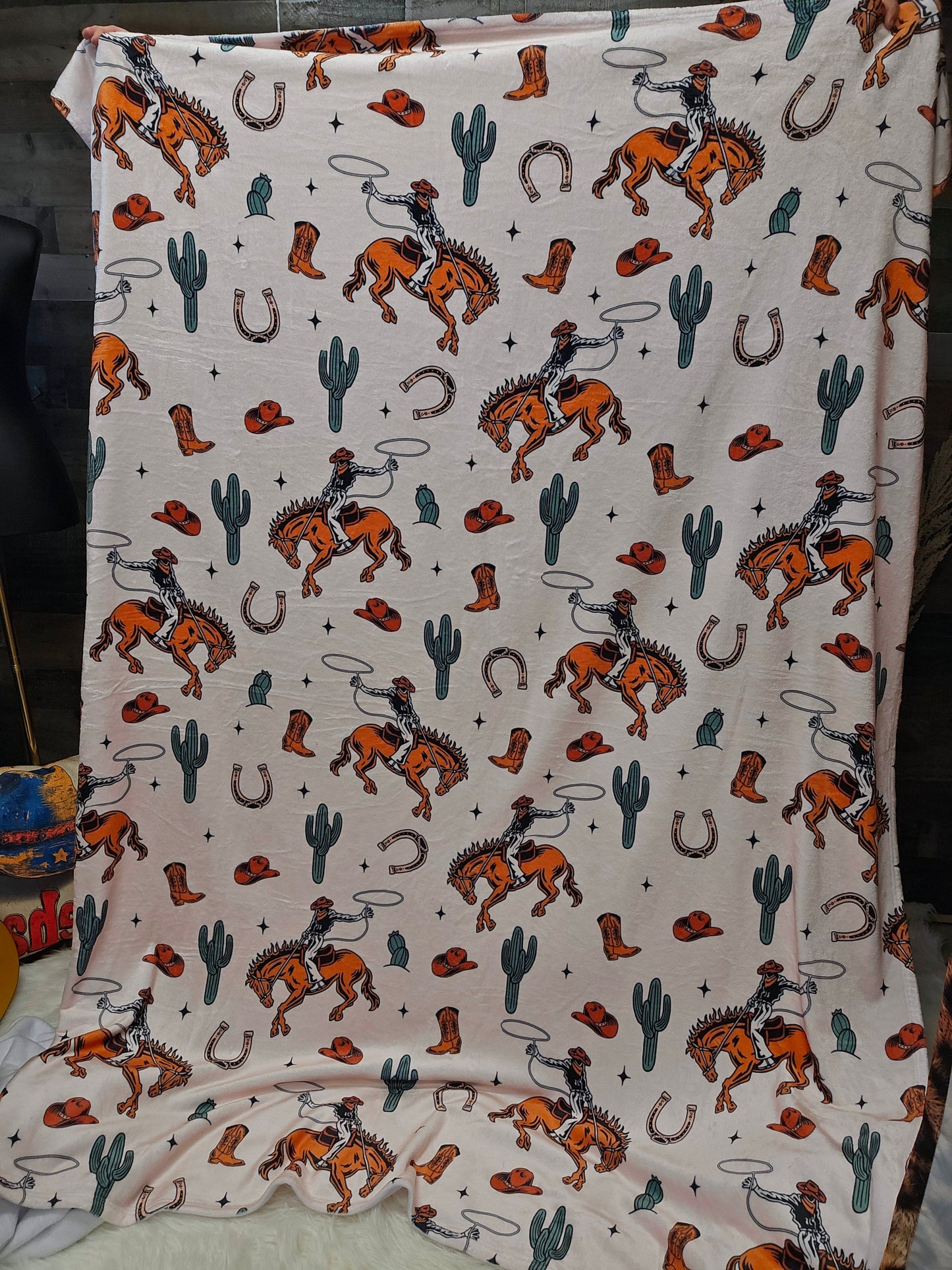 Rodeo Cowboy Throw Blanket Ultra-Soft Micro Fleece Blanket 60" x 80" Made in America