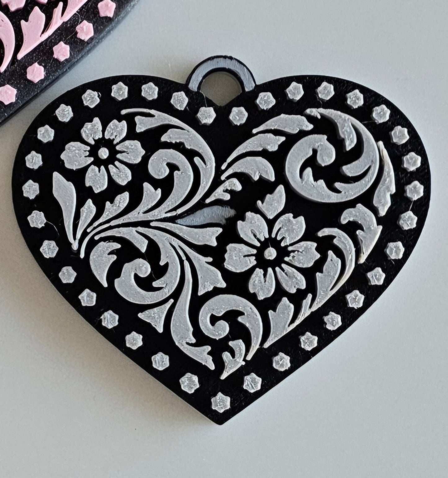3d Printed Tooled Cowboy Cowgirl Heart  Keychain or Purse Charm