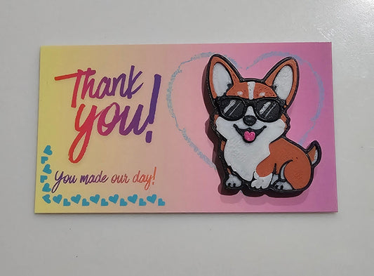 Bag of 25 -Boutique 3d Printed Package Inserts Cute Corgi Made in America