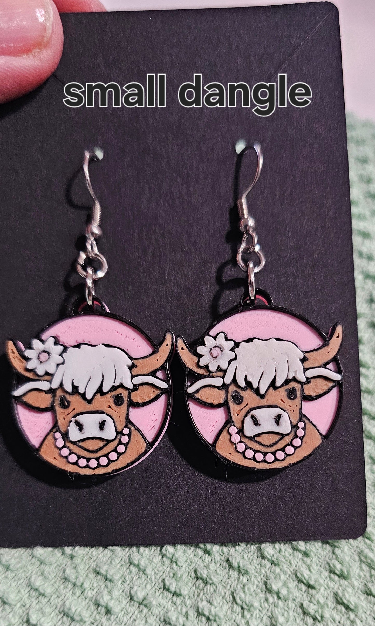 3d Western Cowgirl Cowboy Highland Cow Theme - Necklace, Purse Charm, Earrings, Keychain, Magnet