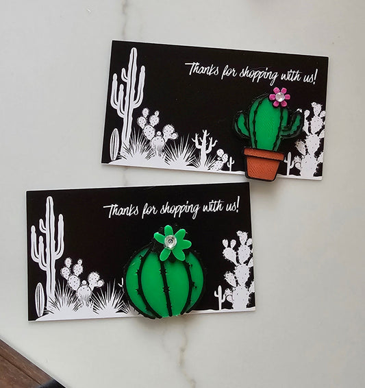 Bag of 25 -Boutique 3d Printed Pins or Magnets Package Inserts Cactus Made in America