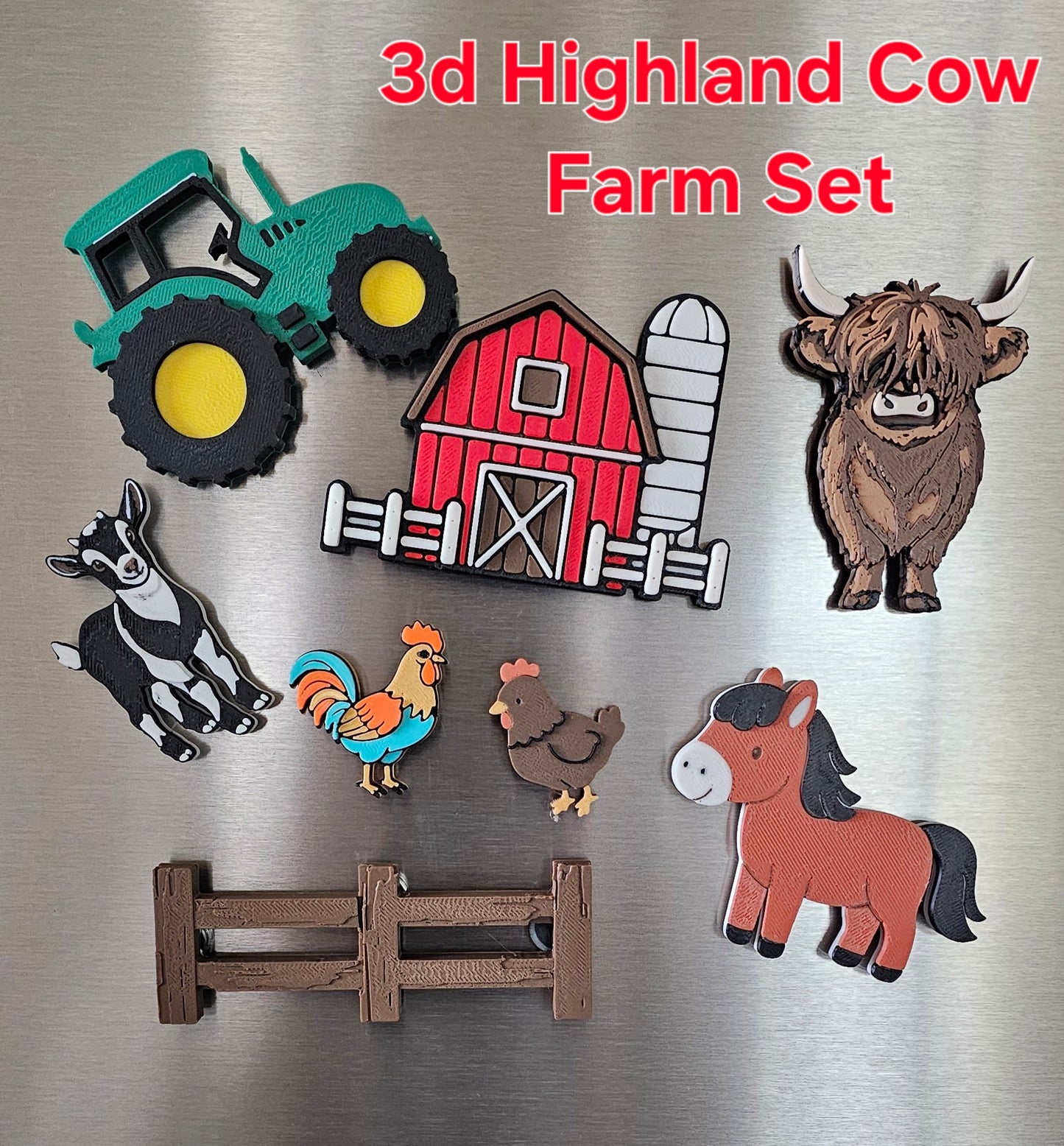 3D Highland Cow Farm Magnet Gift Set