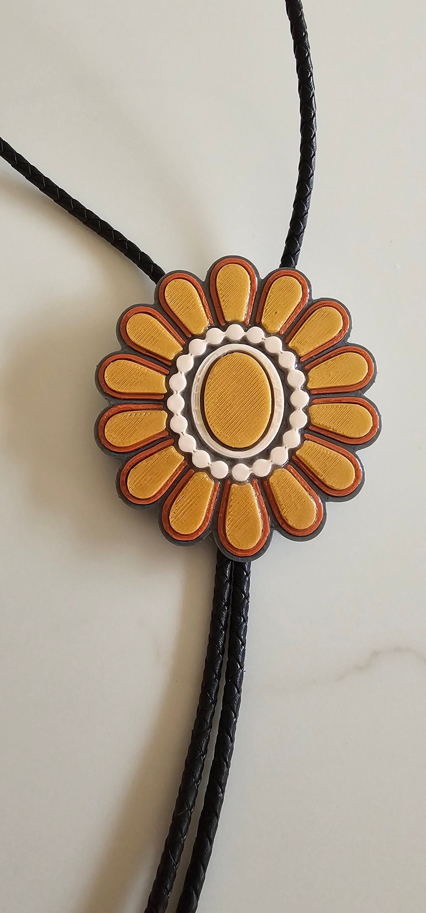 Baha Ranch Gold Cream Concho 3D Inlay Bolo Made in America
