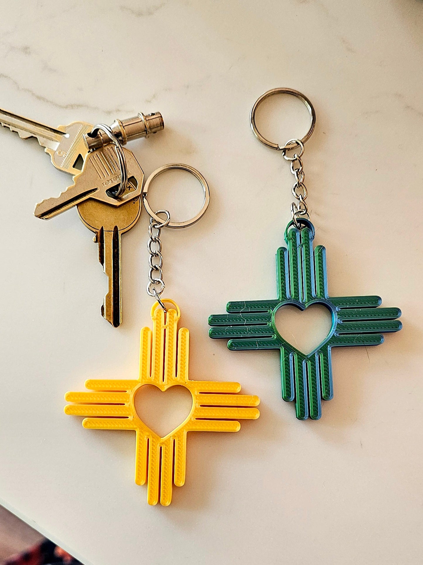 3D Print New Mexico Zia Heart Keychain Made in America