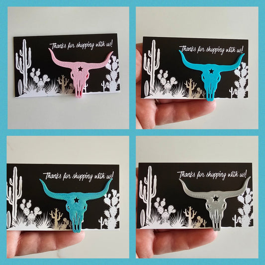 Bag of 25 -Boutique 3d Printed Package Inserts Longhorn Bull Skull Made in America