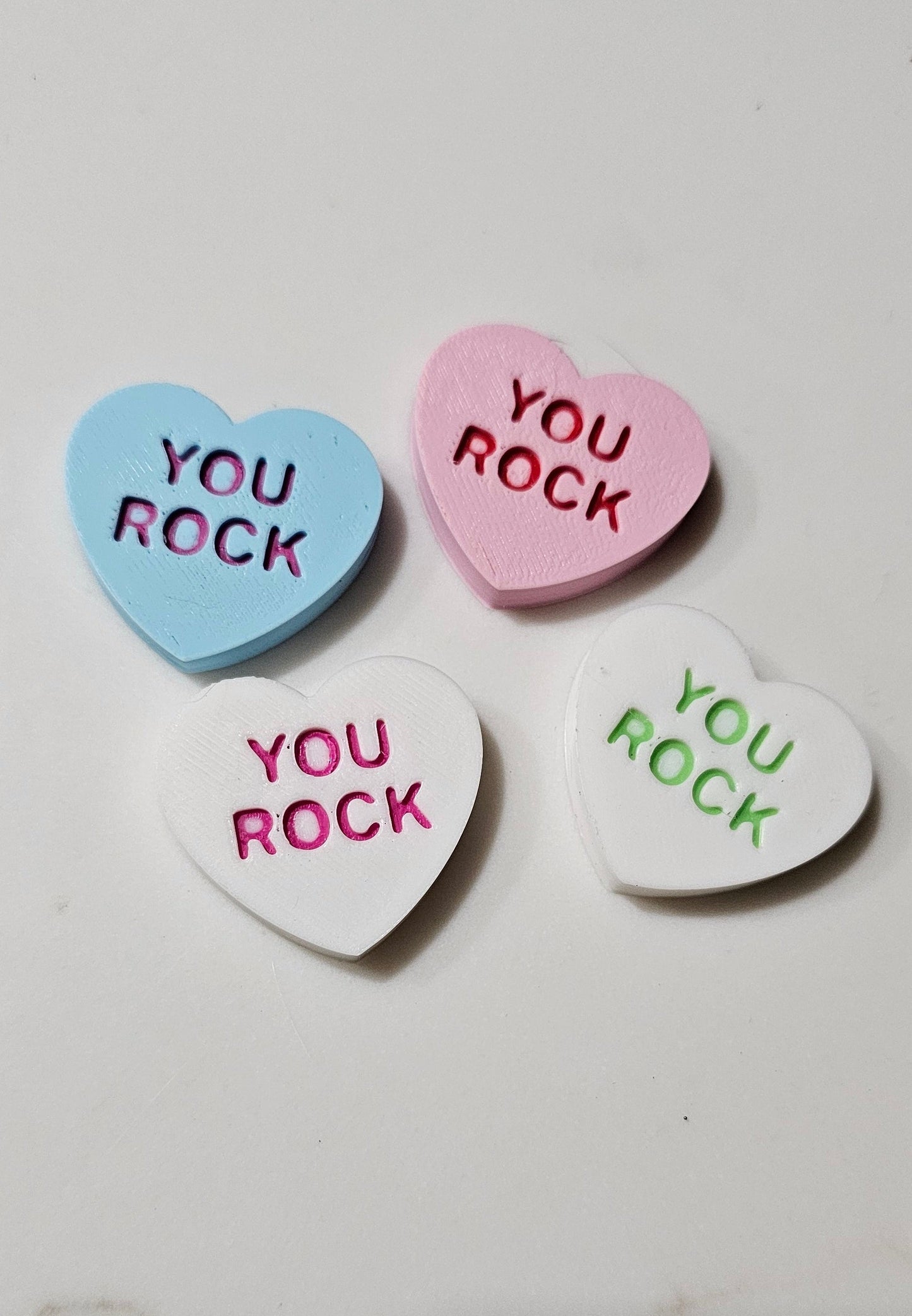 Bag of 25 -Boutique 3d Printed Package Inserts  Candy Message Heart Pins or Earrings Made in America