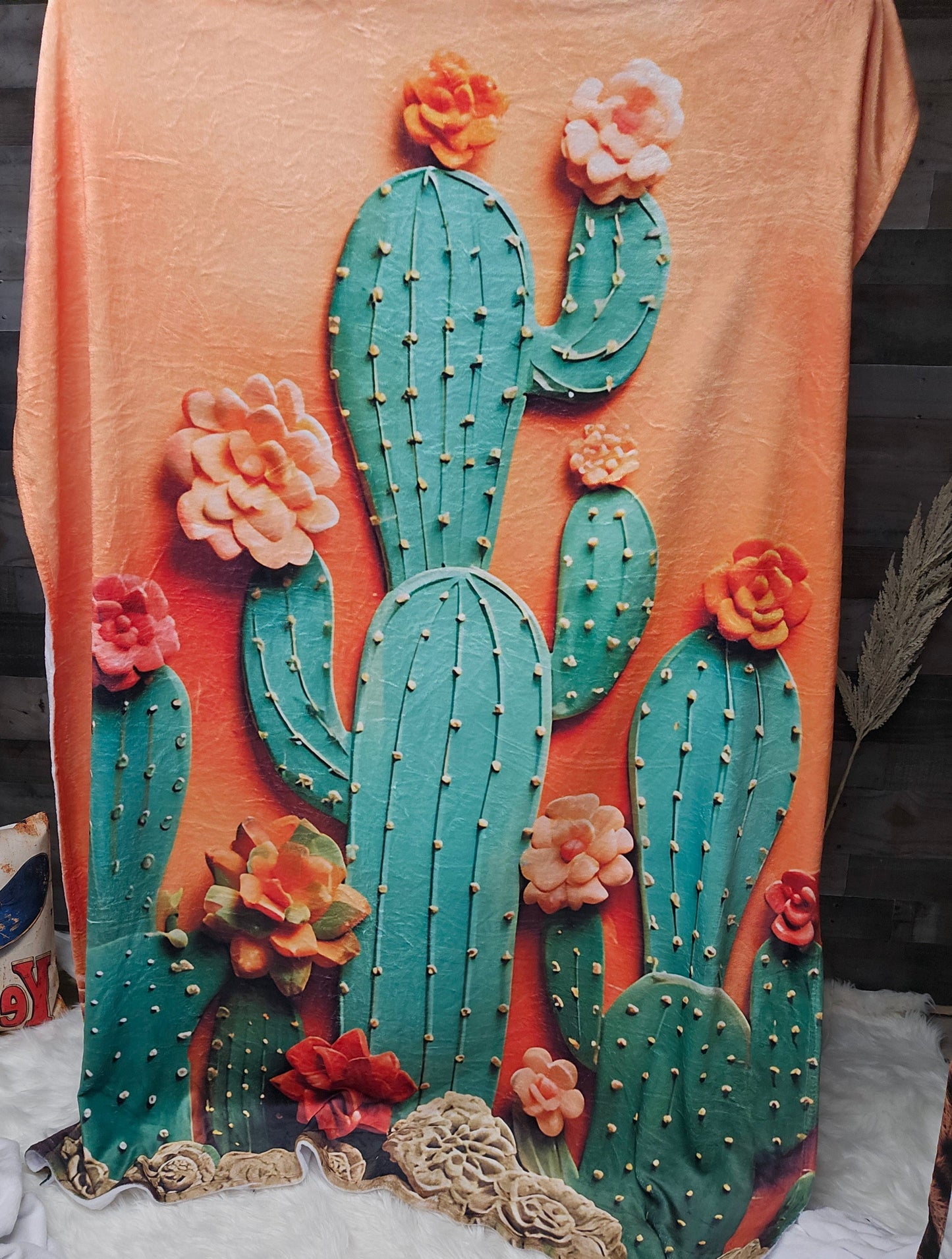 Beautiful Cactus 60x80 Throw Blanket Made in USA
