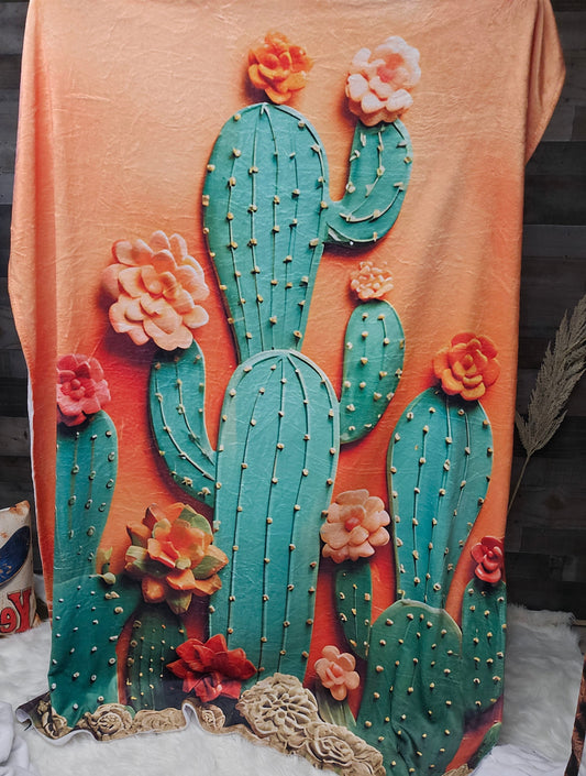 Beautiful Cactus 60x80 Throw Blanket Made in USA
