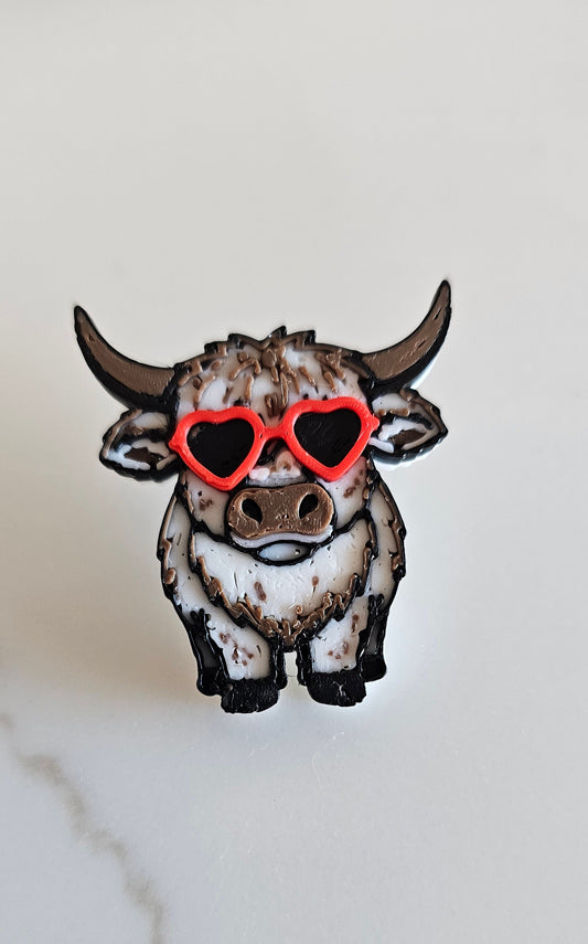 3d Printed Cool Highland Cow Hat Pin Made in America