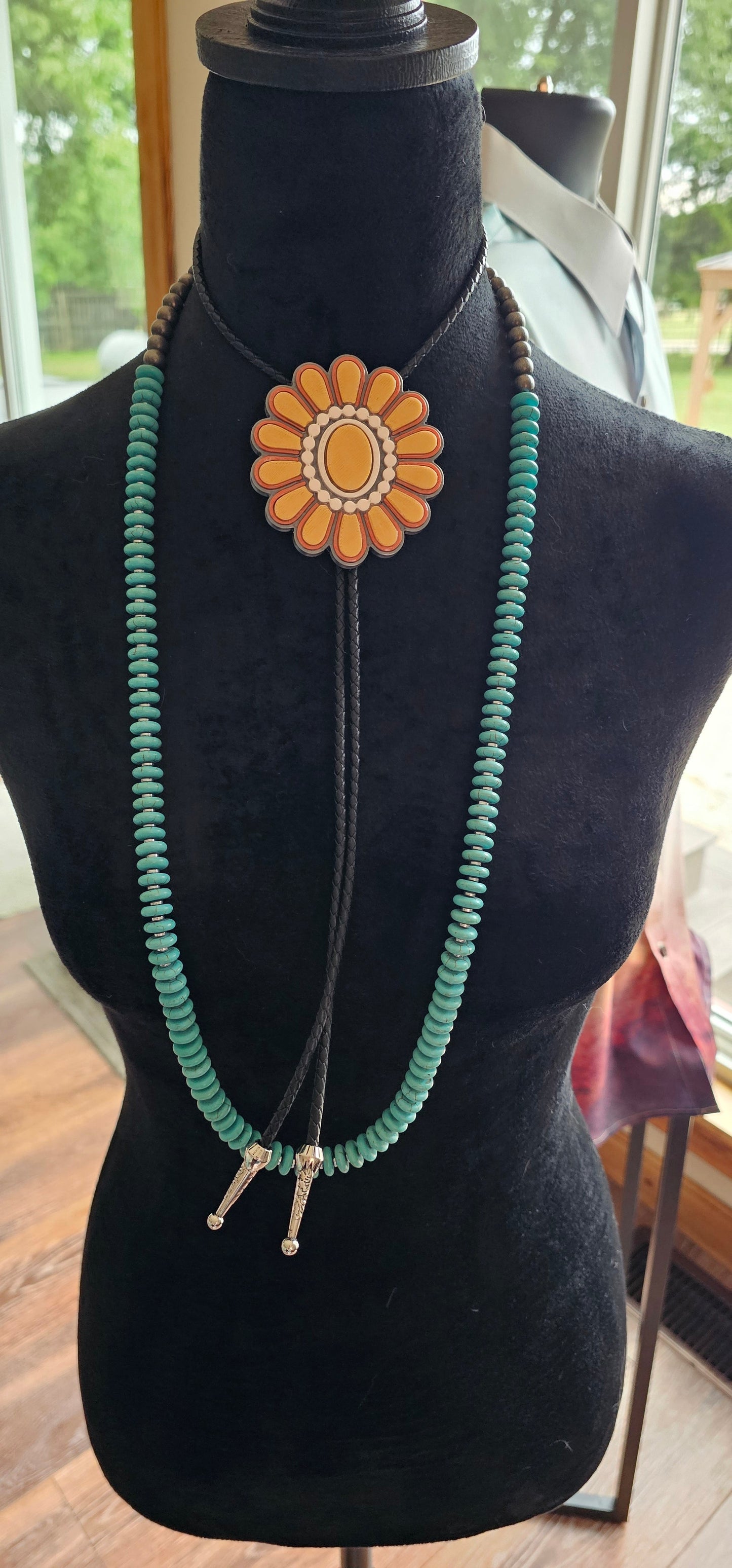 Baha Ranch Gold Cream Concho 3D Inlay Bolo Made in America