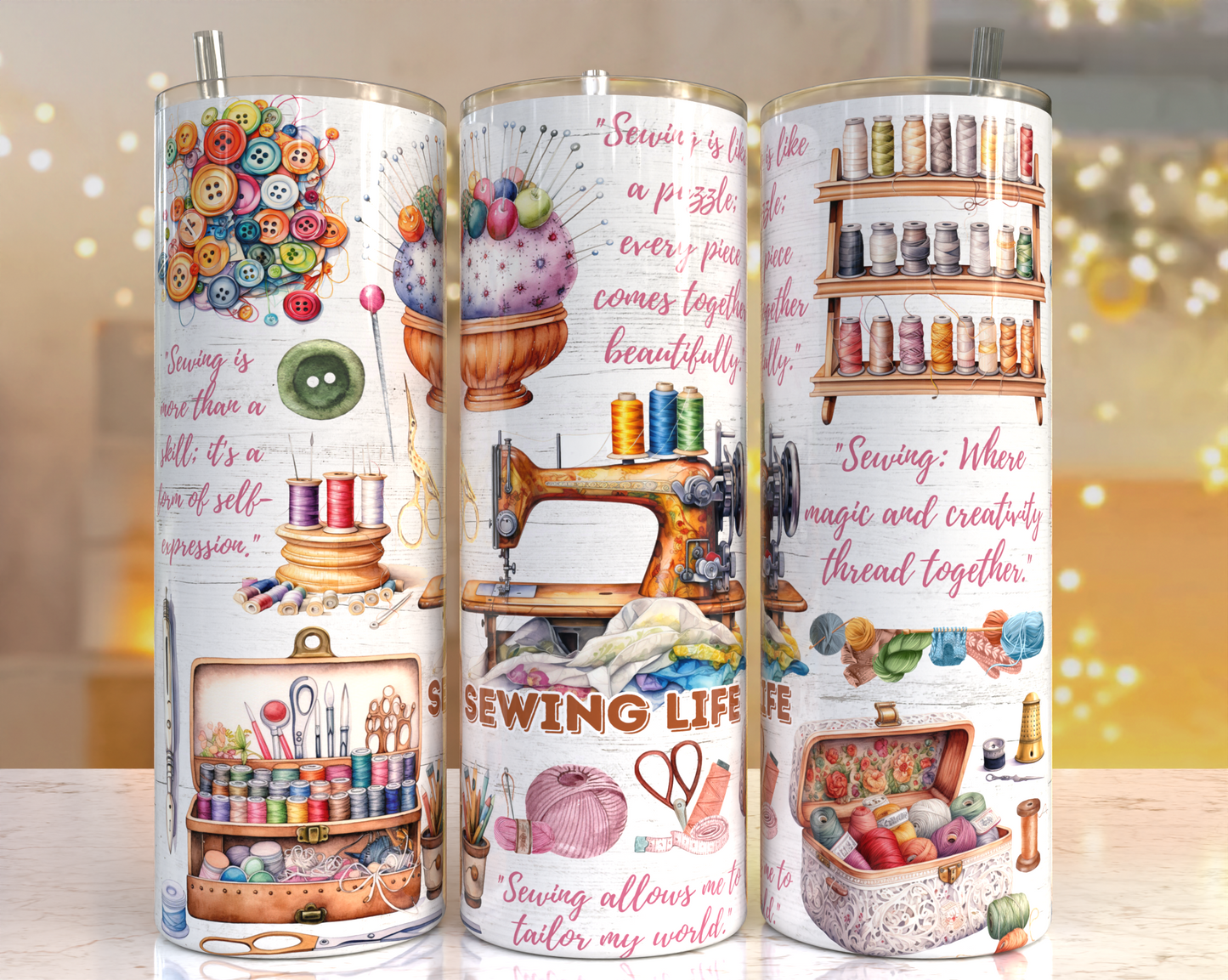 Seamstress Quilt Life Stainless steel tumbler