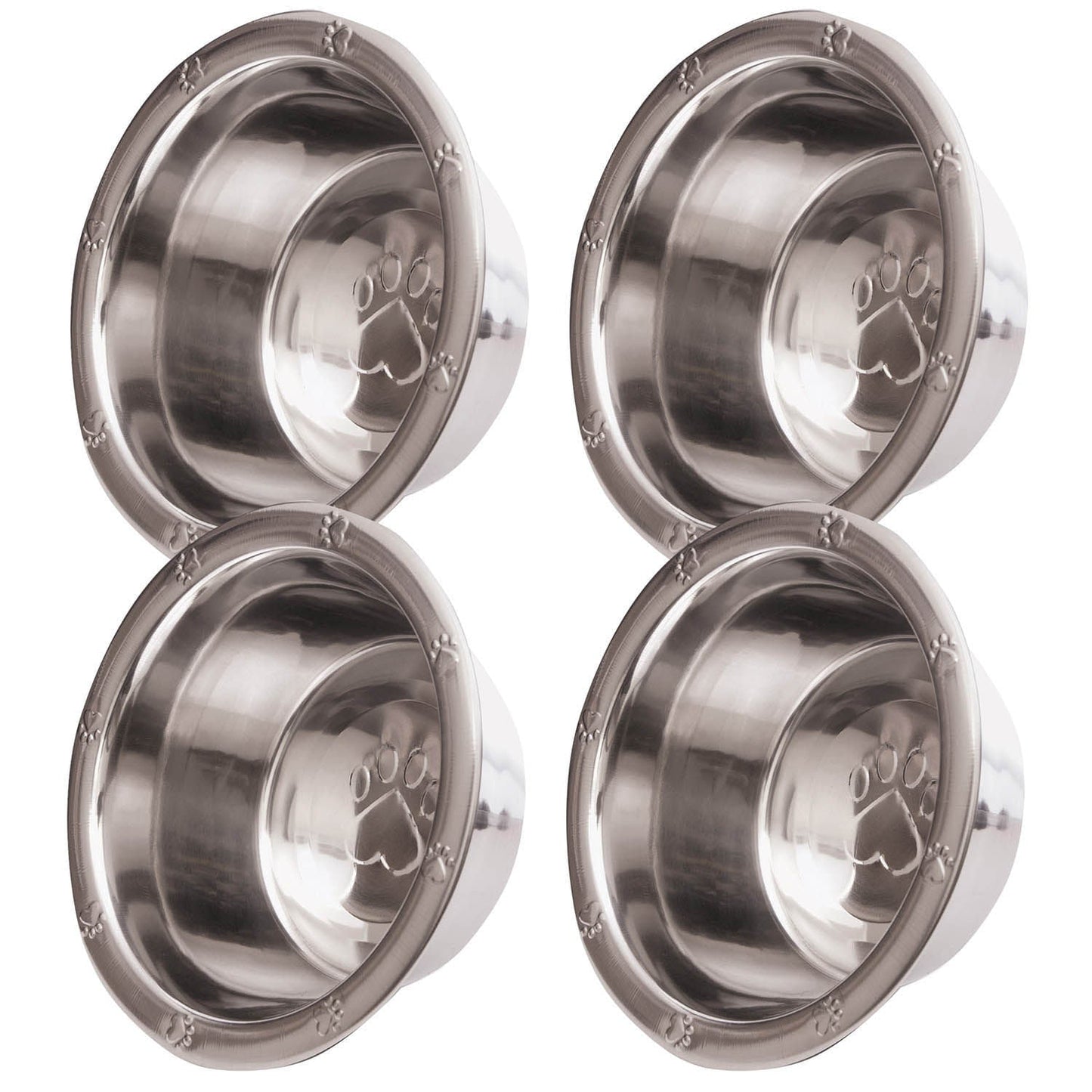 Jeffers Stainless Steel Embossed Wide-Lip Food & Water Pet Bowls